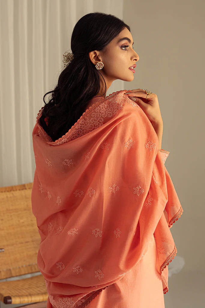 CORAL FANTASY-3PC CHIKAN KARI LAWN SUIT