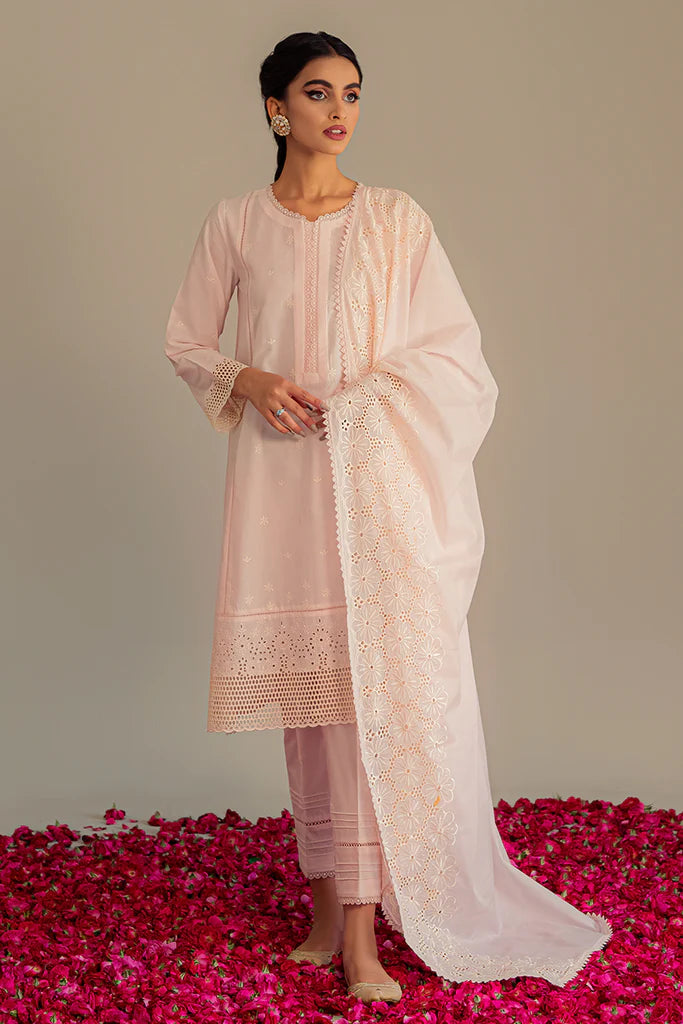 ETHEREAL PINK-3PC CHIKAN KARI LAWN SUIT