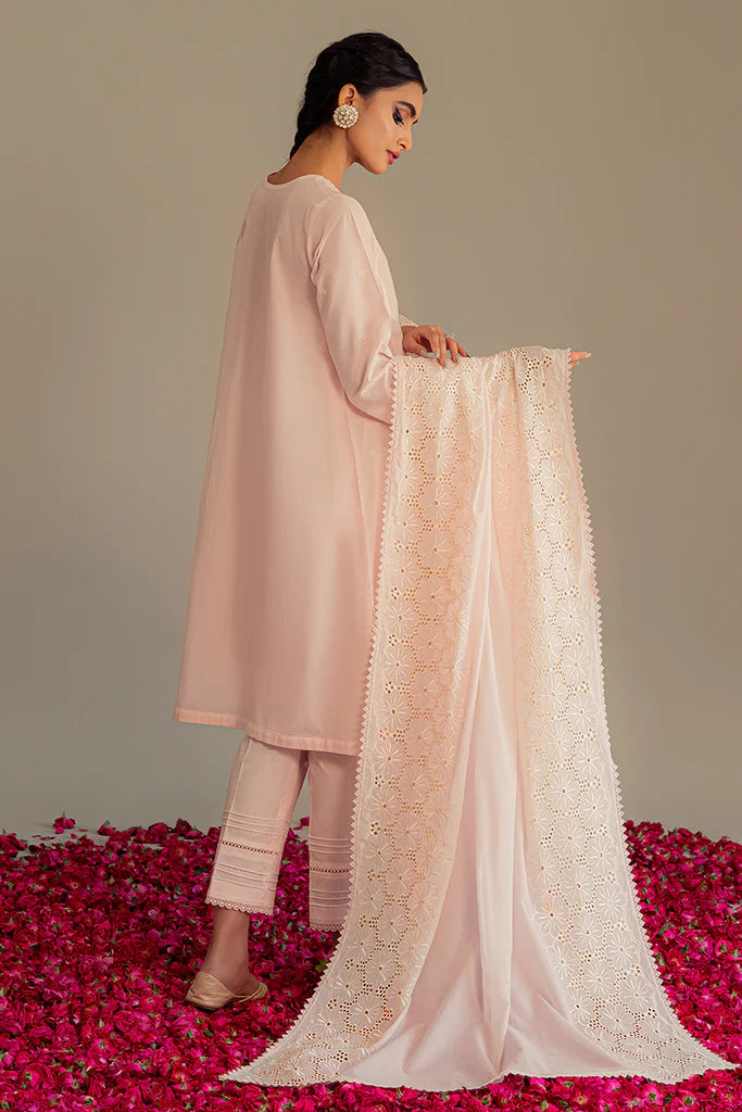ETHEREAL PINK-3PC CHIKAN KARI LAWN SUIT