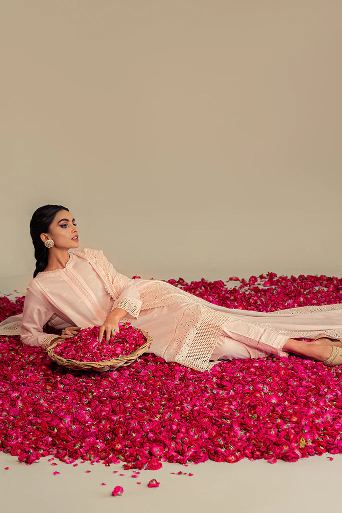 ETHEREAL PINK-3PC CHIKAN KARI LAWN SUIT
