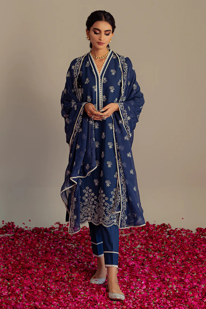 MOON STONE-3PC CHIKAN KARI LAWN SUIT