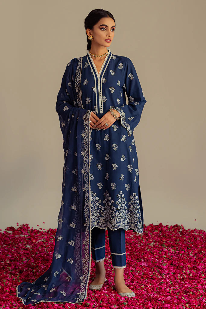 MOON STONE-3PC CHIKAN KARI LAWN SUIT