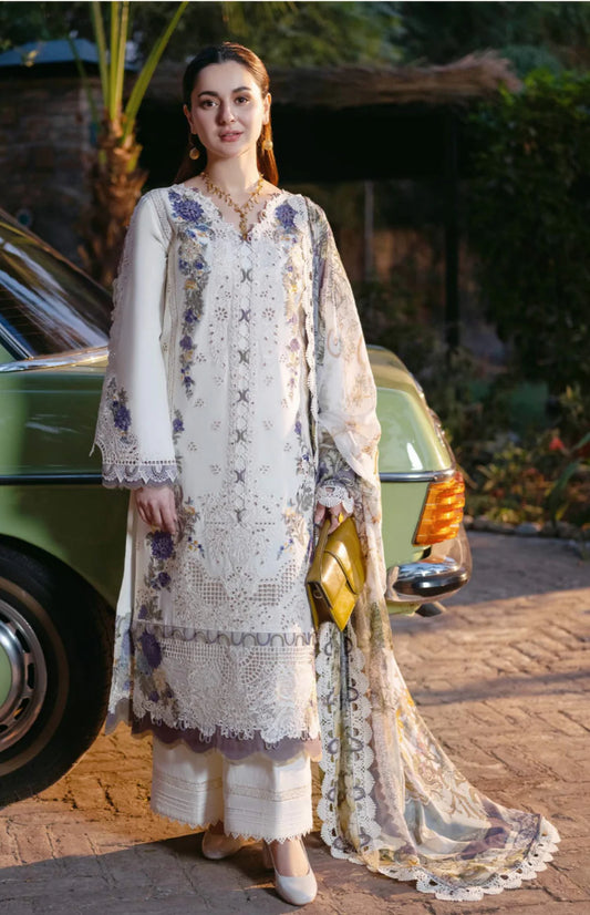 Jade Ombre X Hania Aamir Lawn 2025 - White Set