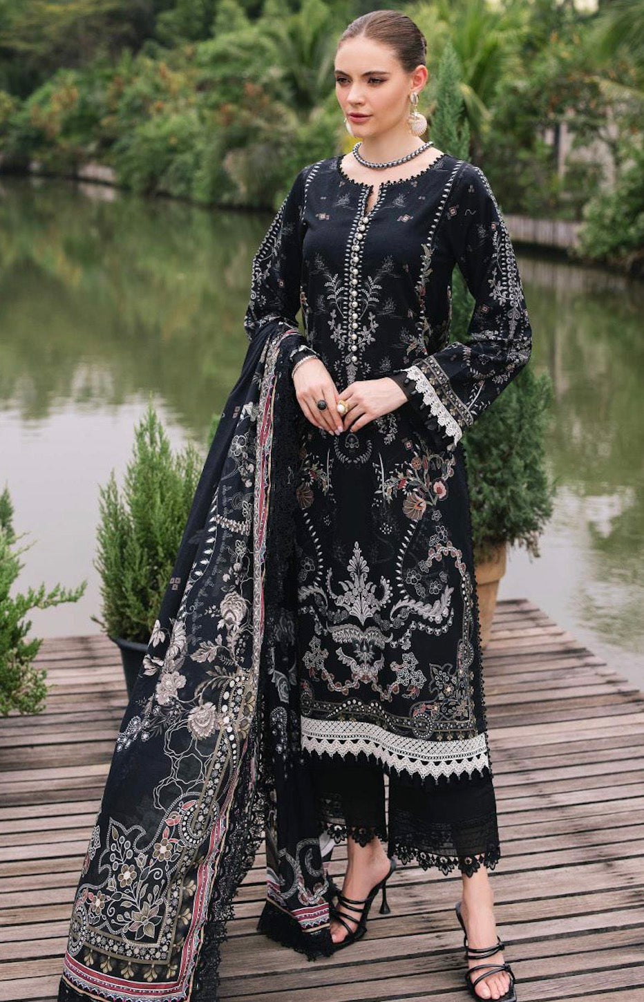 Jade Urbane Printed Lawn 2025 - Black Set
