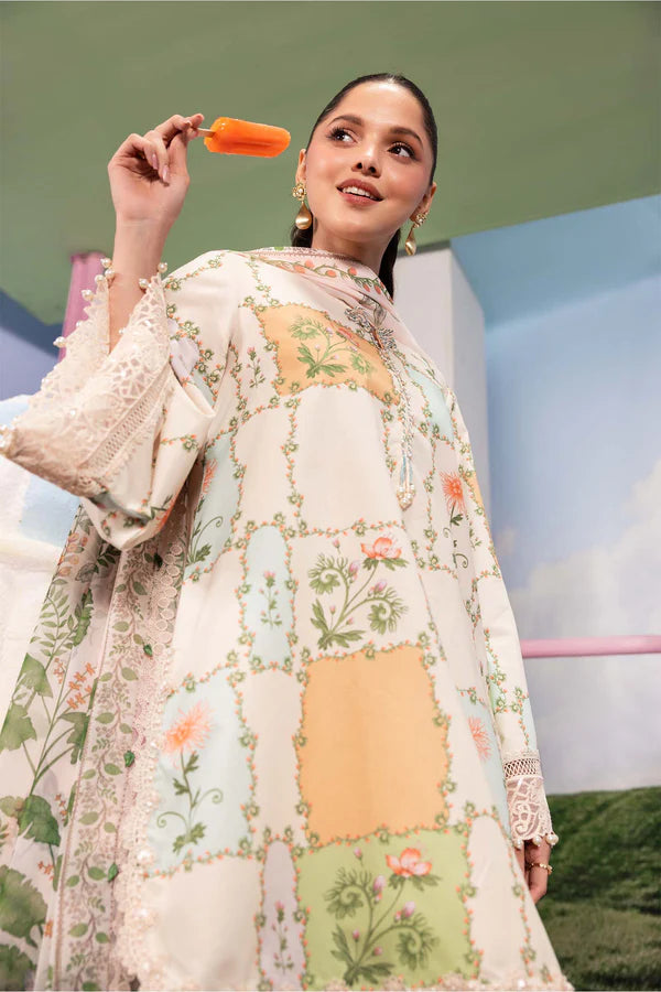3 Pc Unstitched Embroidered Lawn Suit - MB-CUSV13-10A