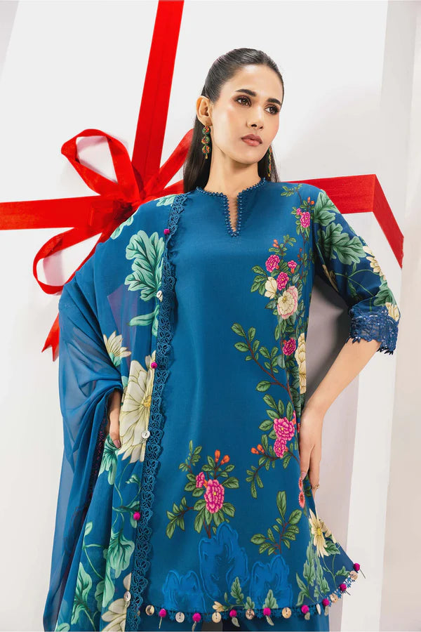 3 Pc Unstitched Embroidered Lawn Suit - MB-CUSV13-12A