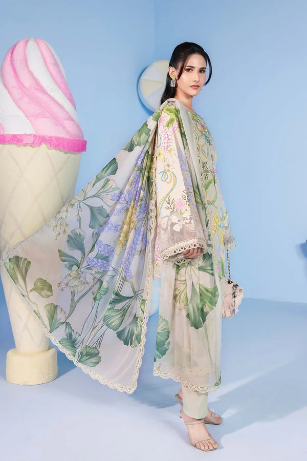 3 Pc Unstitched Embroidered Lawn Suit - MB-CUSV13-13A