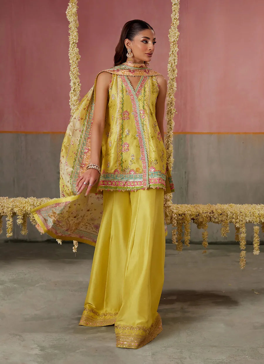 Farah Talib Aziz Mayna Festive Prints '25 - Zaria Kiwi Shirt And Dupatta