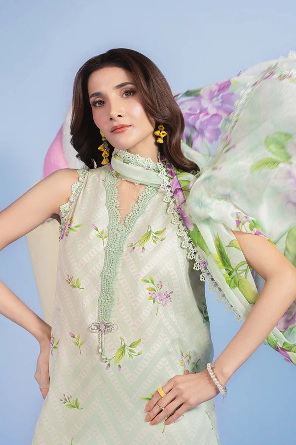 3 Pc Unstitched Embroidered Lawn Suit - MB-CUSV13-15B