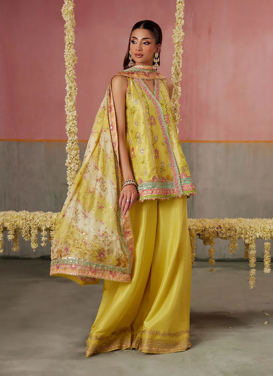 Farah Talib Aziz Mayna Festive Prints '25 - Zaria Kiwi Shirt And Dupatta