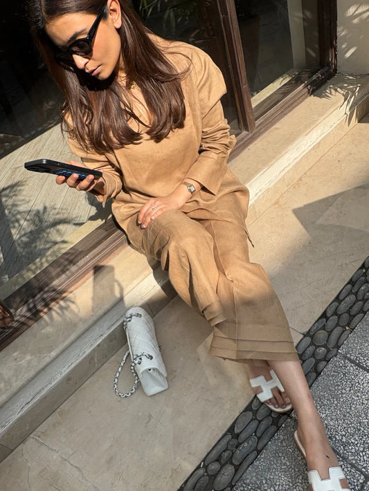 GOLDEN BEIGE LINEN WILLOW SET | Sak Atelier