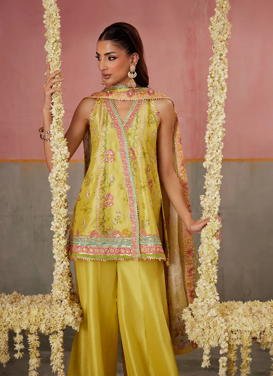 Farah Talib Aziz Mayna Festive Prints '25 - Zaria Kiwi Shirt And Dupatta