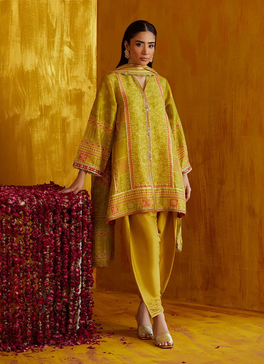 Farah Talib Aziz Mayna Festive Prints '25 - Nevada Kiwi Shirt And Dupatta