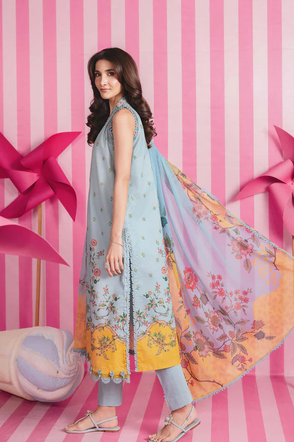 3 Pc Unstitched Embroidered Lawn Suit - MB-CUSV13-01B