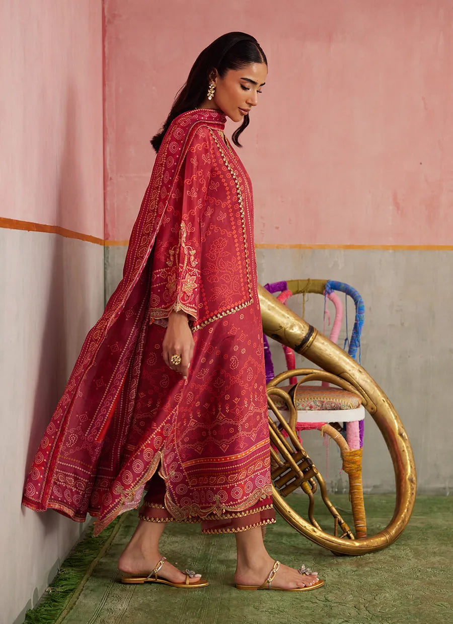 Farah Talib Aziz Mayna Festive Prints '25 - Inuki Maroon Shirt And Dupatta