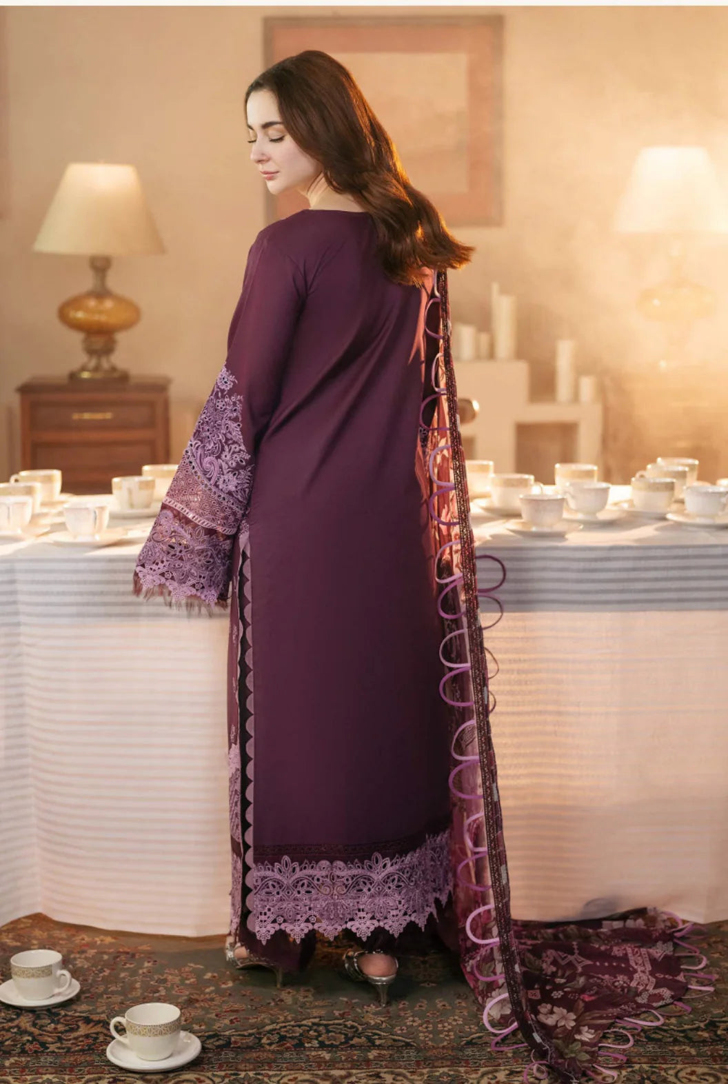 Jade Ombre X Hania Aamir Lawn 2025 - Violet Set