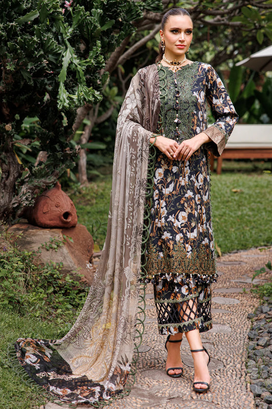 JADE FLORA COTTON SATIN 3PC BLACK SET