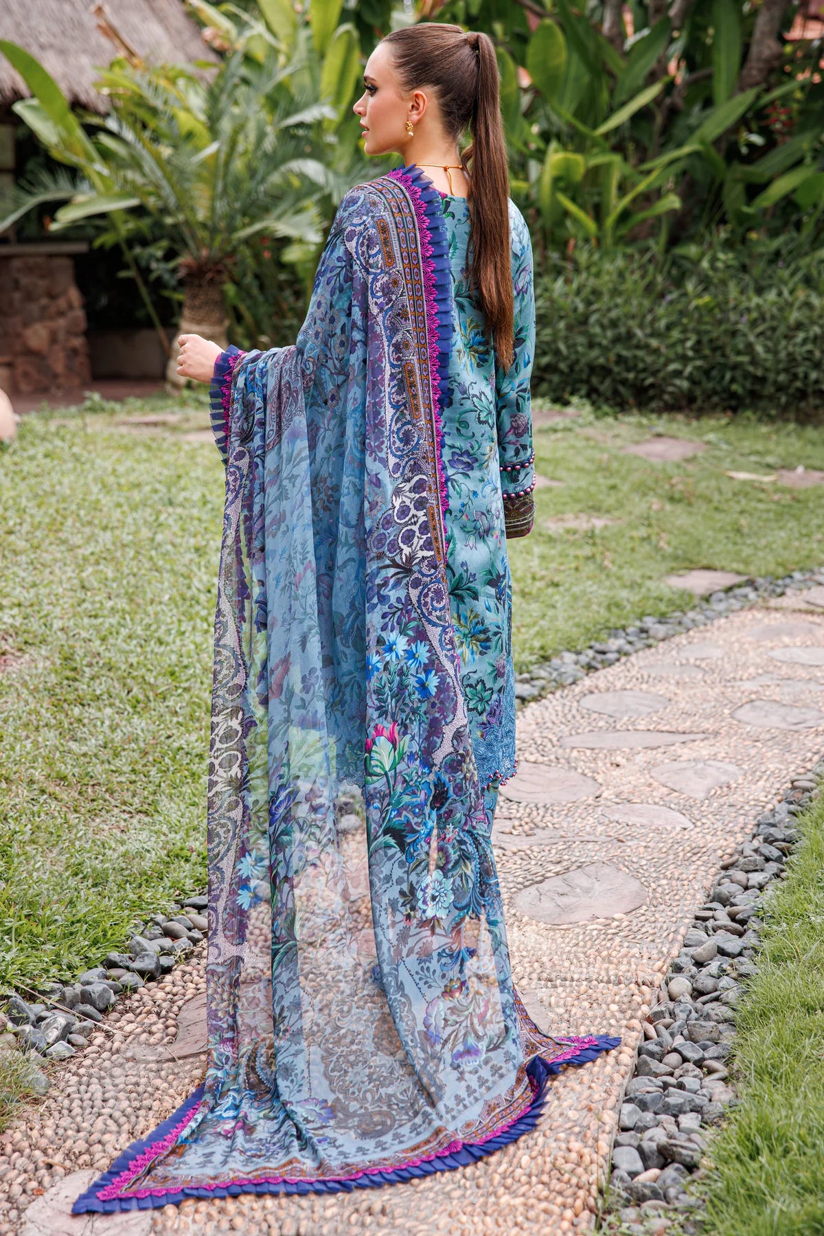 JADE FLORA COTTON SATIN 3PC AEGEAN SET