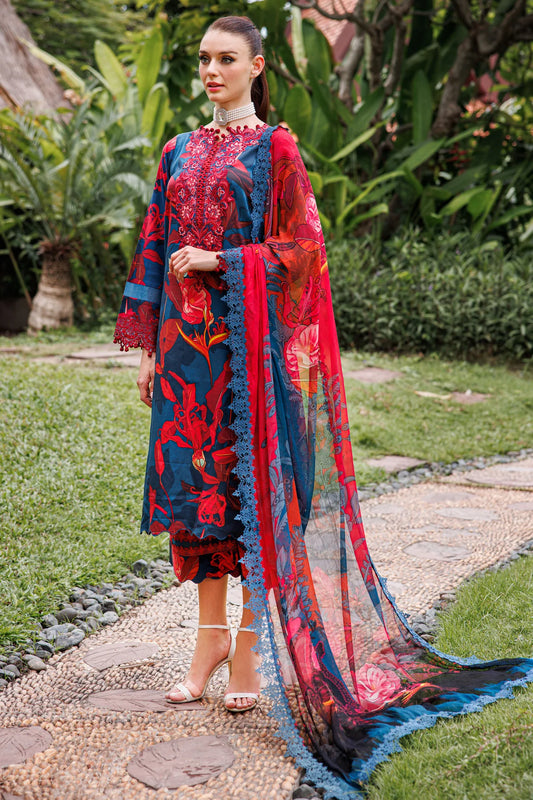 JADE FLORA COTTON SATIN 3PC BLUE/PINK SET