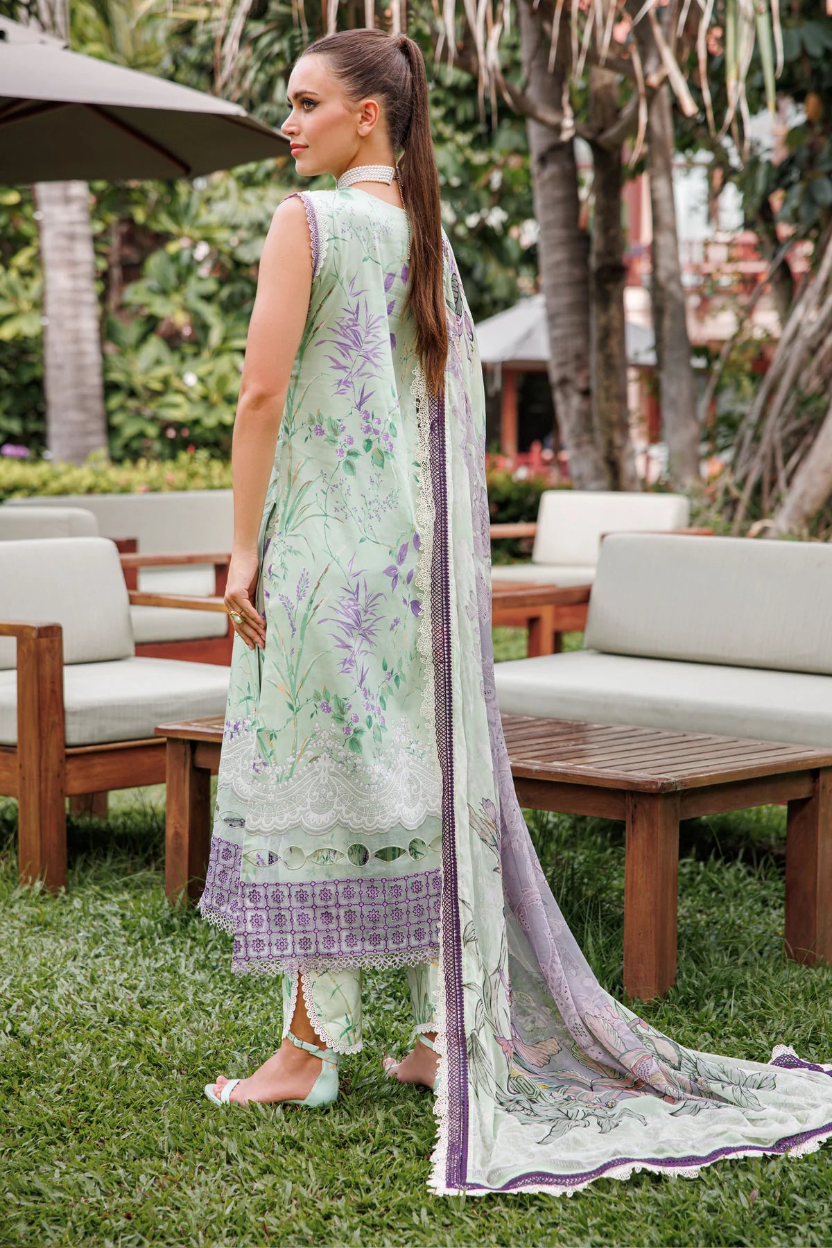 JADE FLORA COTTON SATIN 3PC LIGHT GREEN SET