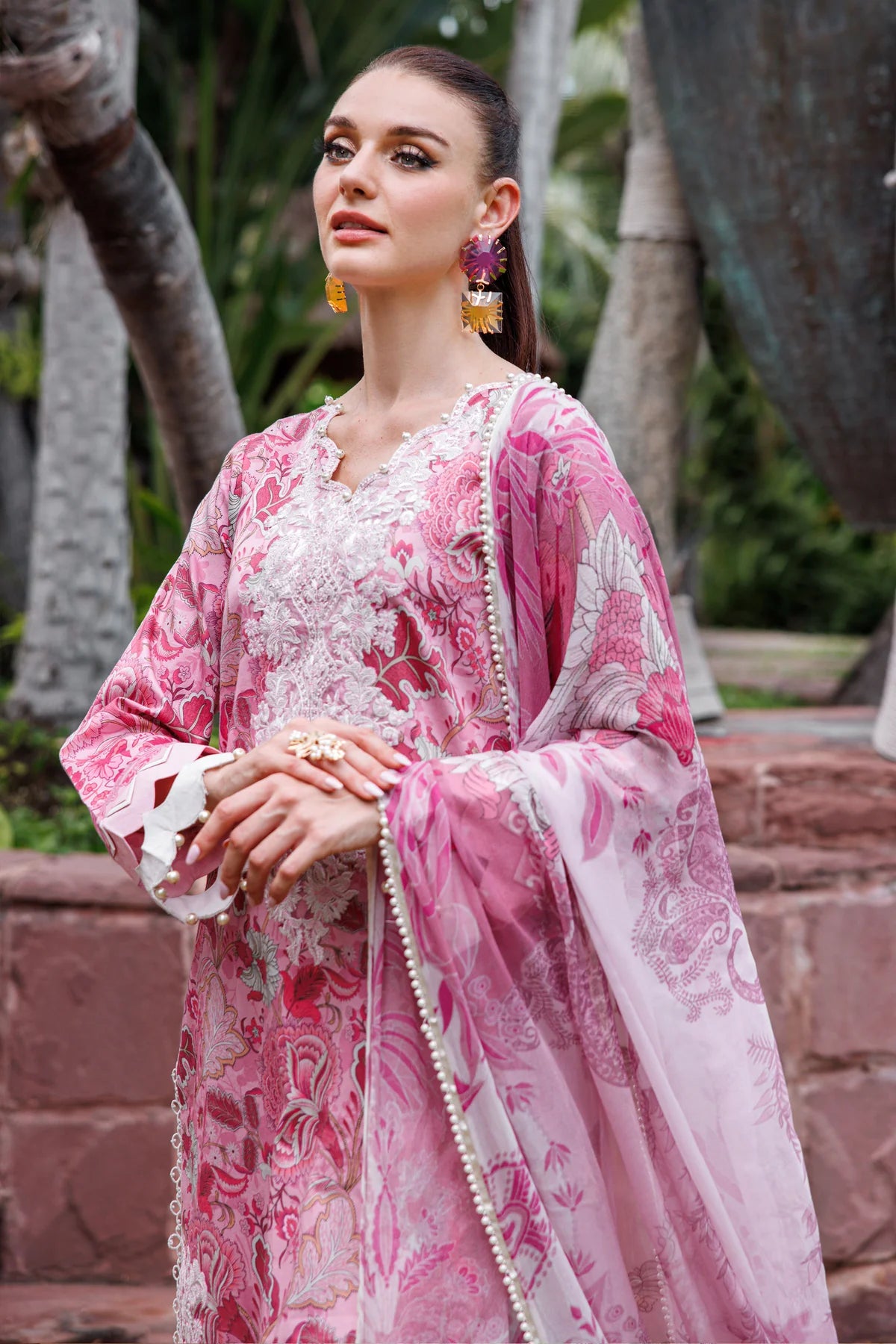 JADE FLORA COTTON SATIN 3PC BLUSH PINK SET