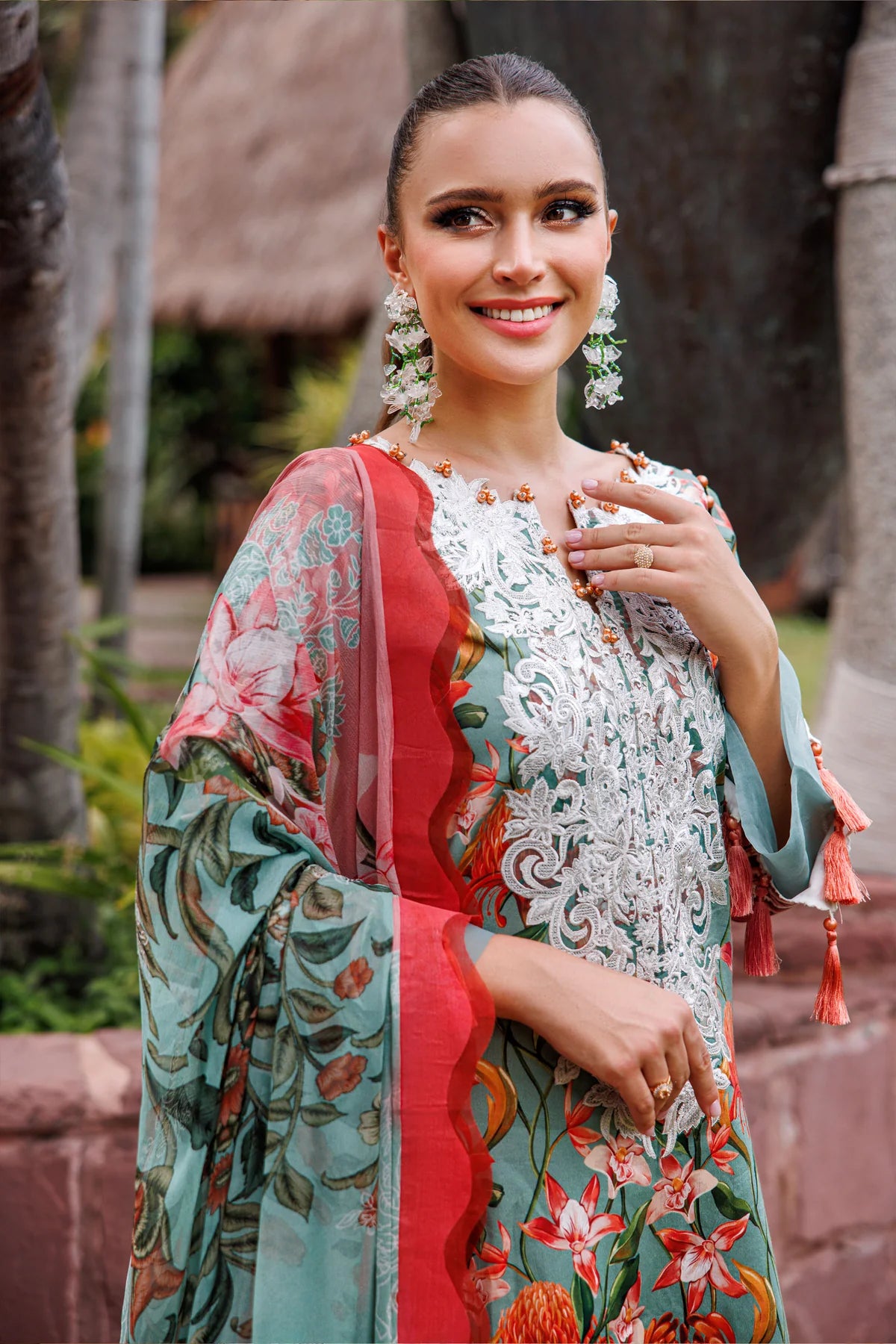 JADE FLORA COTTON SATIN 3PC PISTACHIO SET