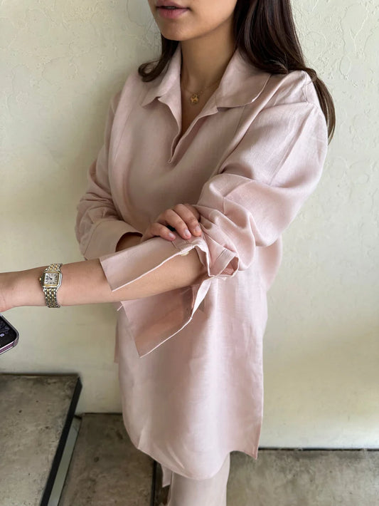 LIGHT PINK LINEN WILLOW SET | Sak Atelier