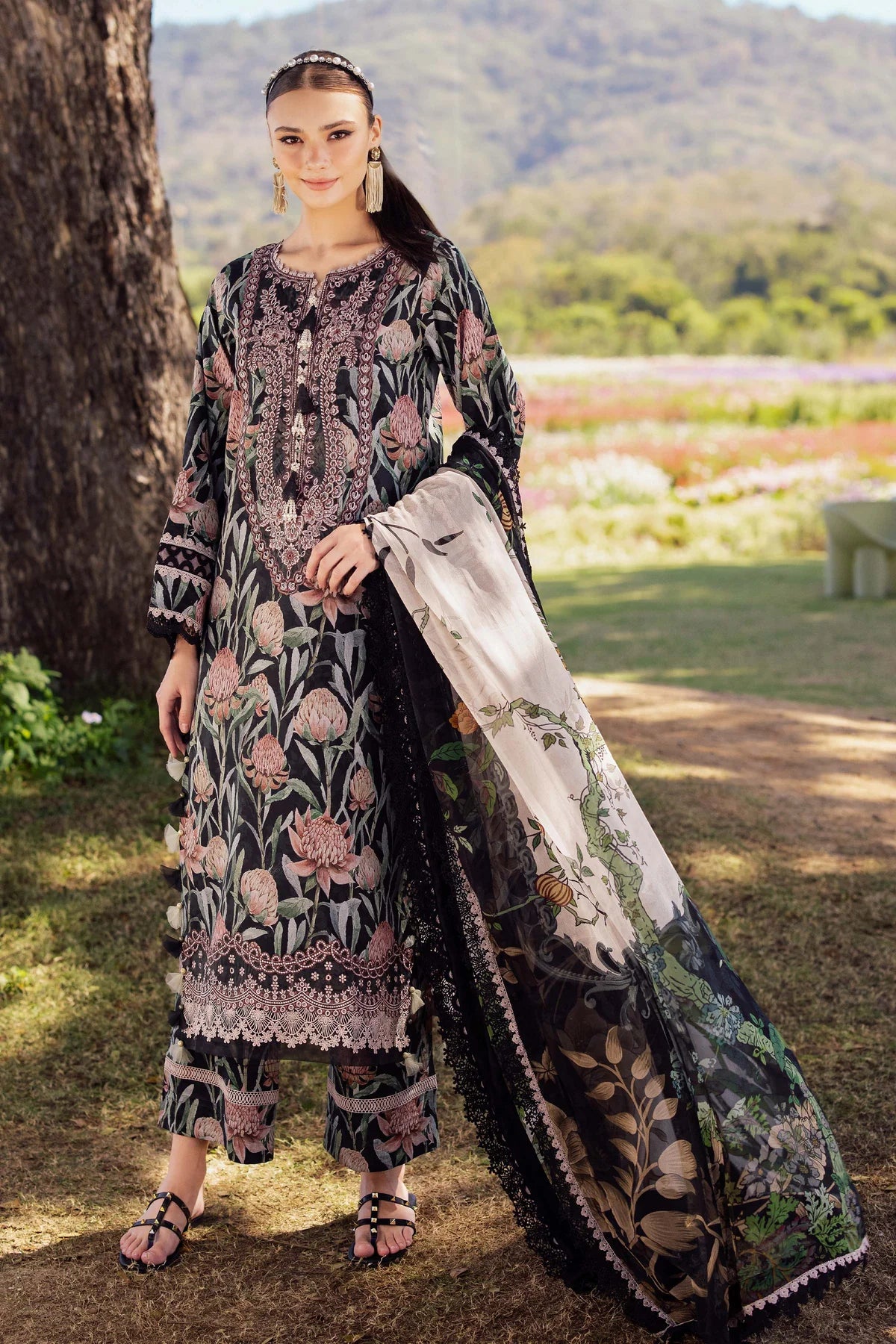 JADE FLORA LAWN 03PC 2025 - BLACK