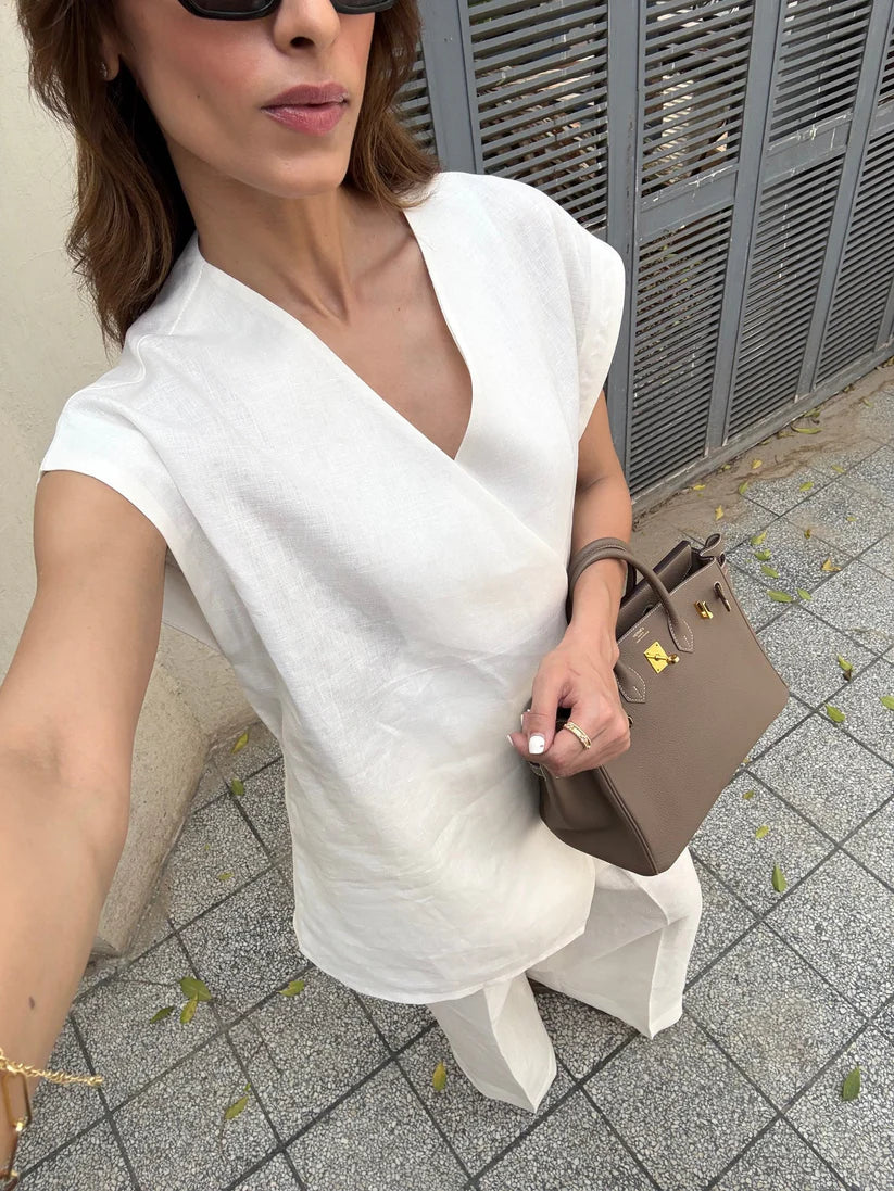 WHITE LINEN VEST SET | Sak Atelier