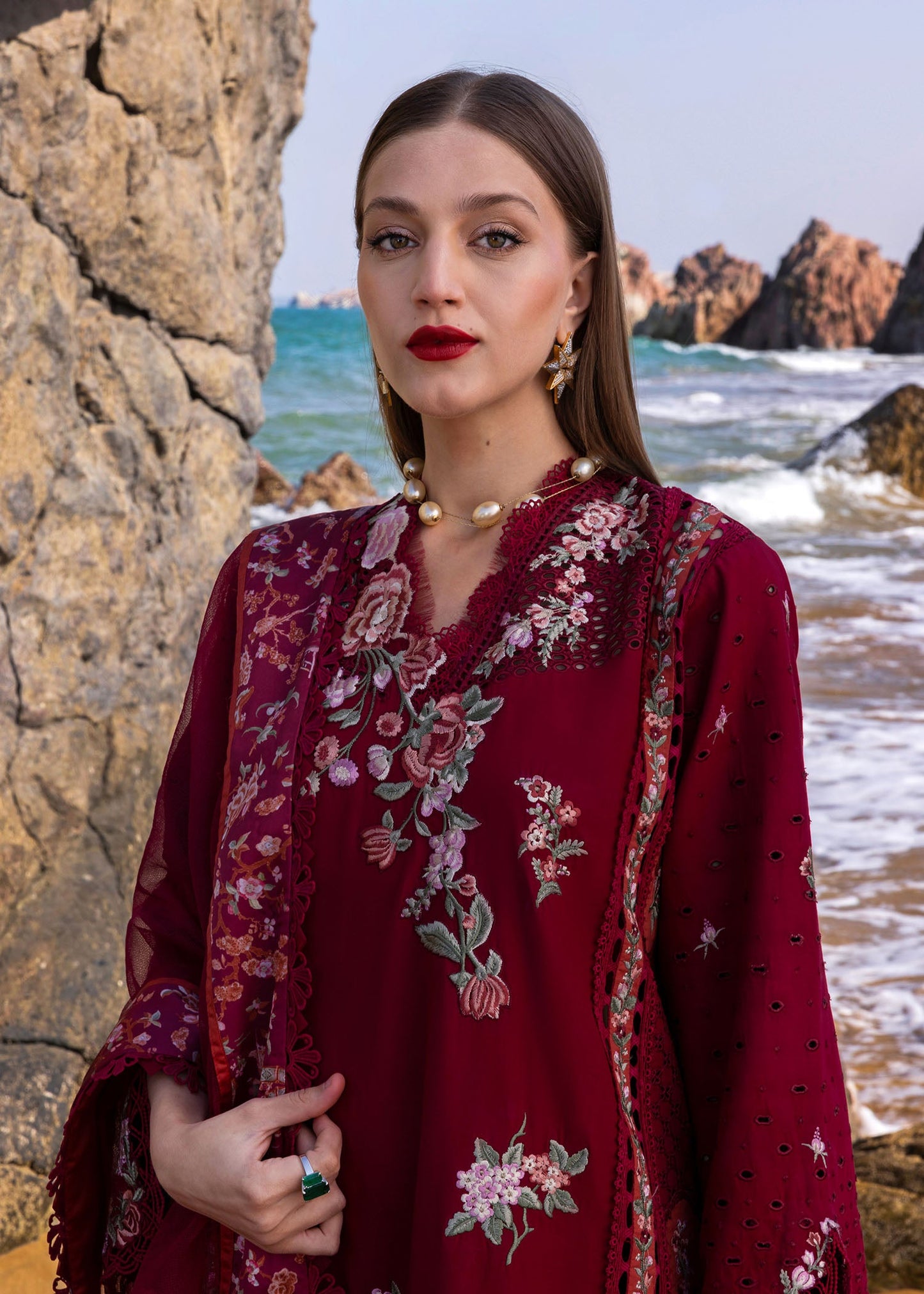 Crimson Summer Lawn 2025 by Saira Shakira | D5 B