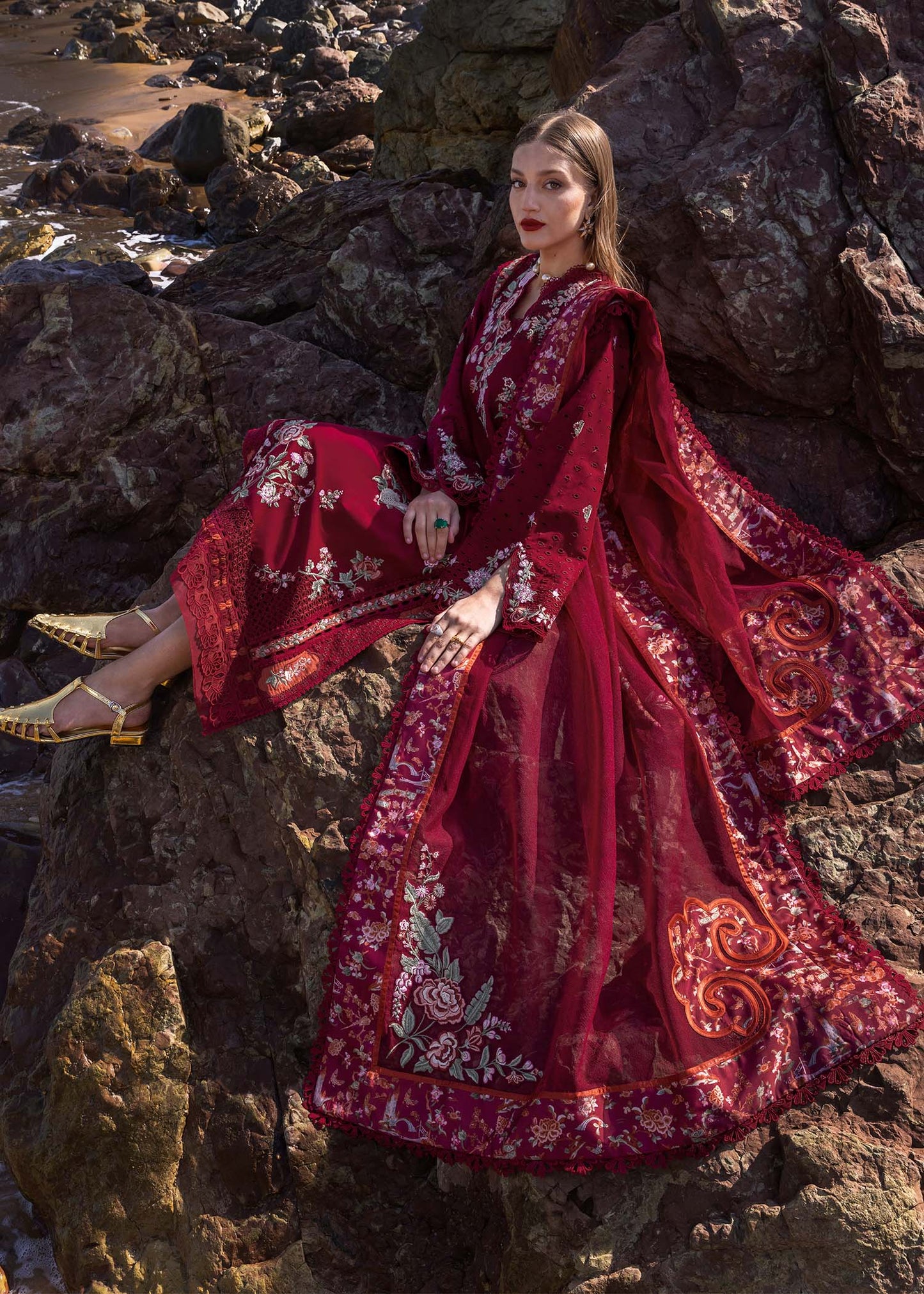 Crimson Summer Lawn 2025 by Saira Shakira | D5 B