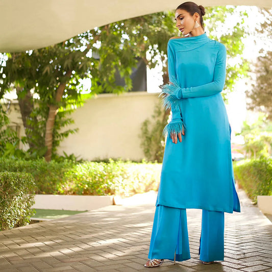 Sadaf Kanwal Personalised '25 - Kiran Malik In Blue Georgette