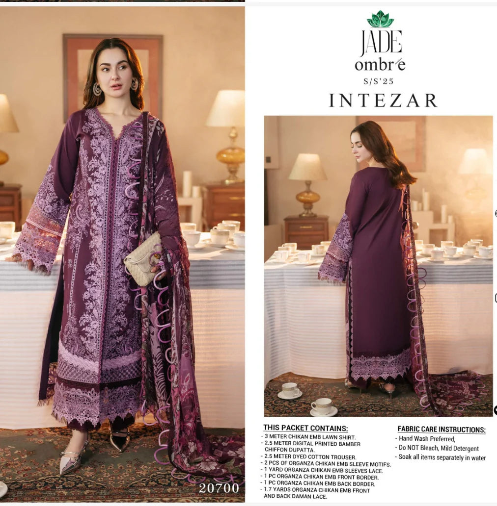 Jade Ombre X Hania Aamir Lawn 2025 - Violet Set