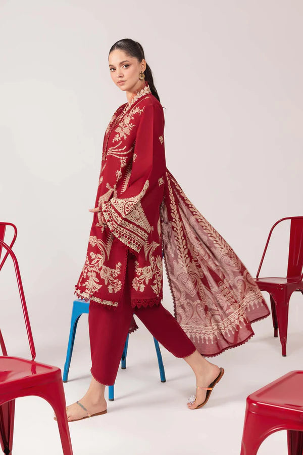 3 Pc Unstitched Embroidered Lawn Suit - MB-CUSV13-01A