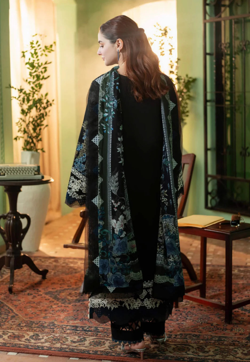 Jade Ombre X Hania Aamir Lawn 2025 - Teal Blue Set