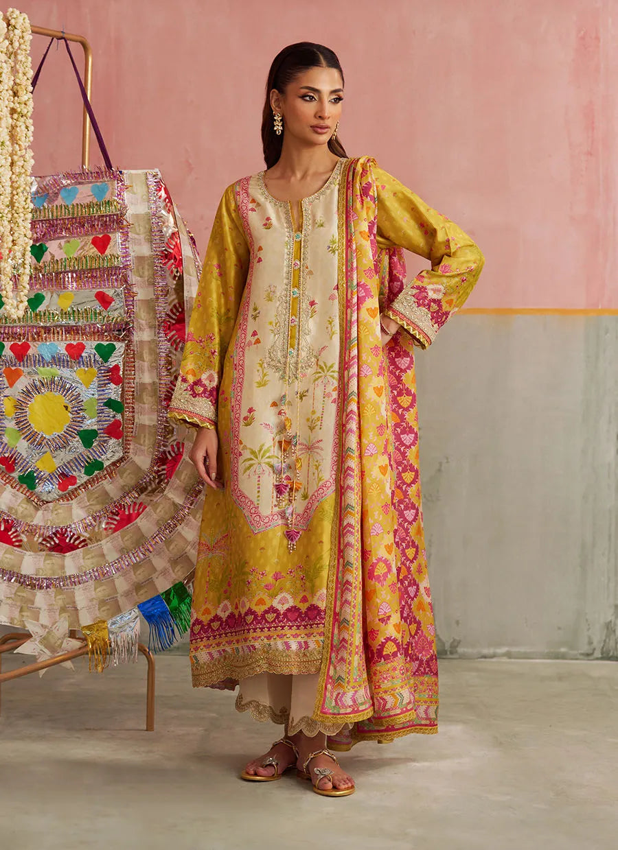 Farah Talib Aziz Mayna Festive Prints '25 - Arabella Kiwi Shirt And Dupatta