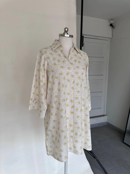 Sak Atelier Yellow Chikankari Toby Tunic