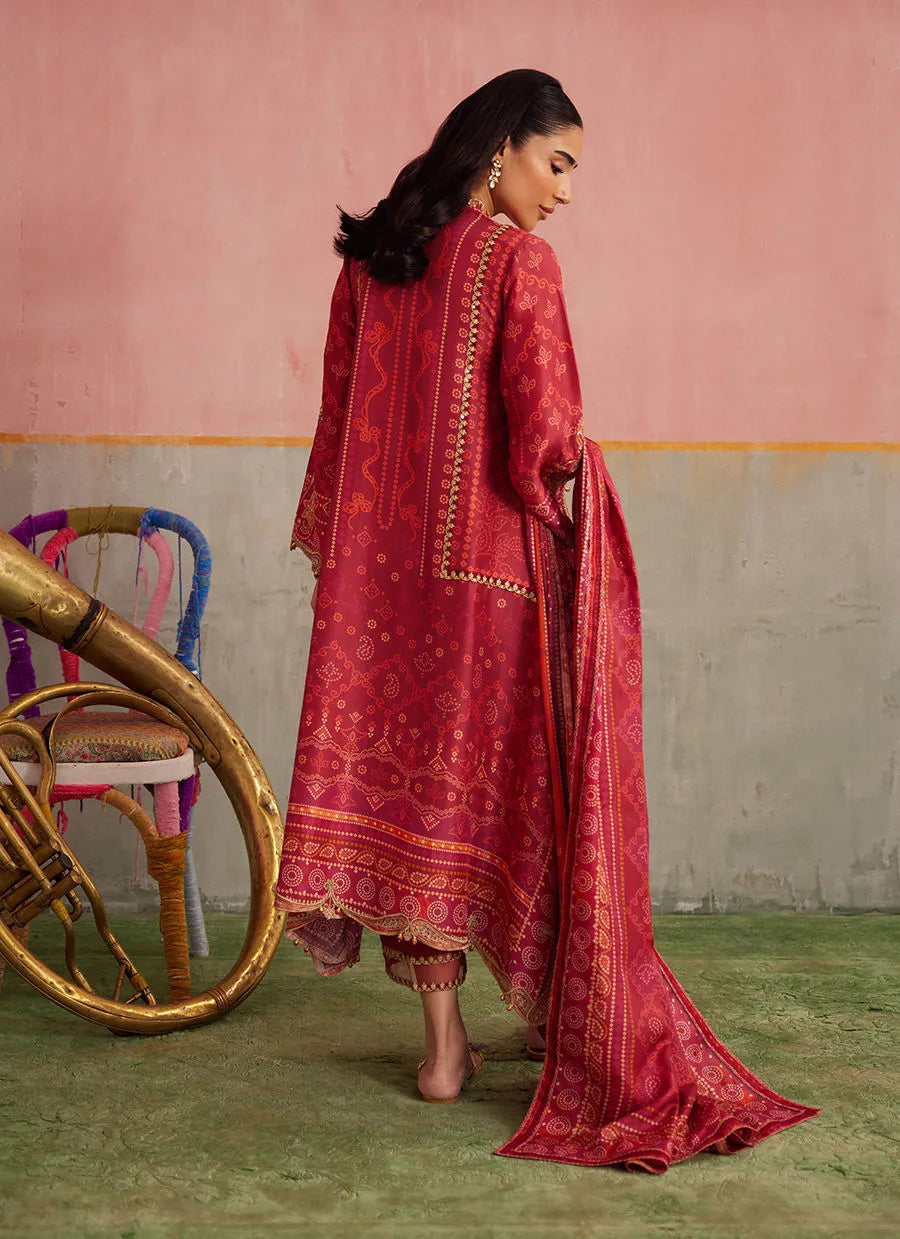 Farah Talib Aziz Mayna Festive Prints '25 - Inuki Maroon Shirt And Dupatta