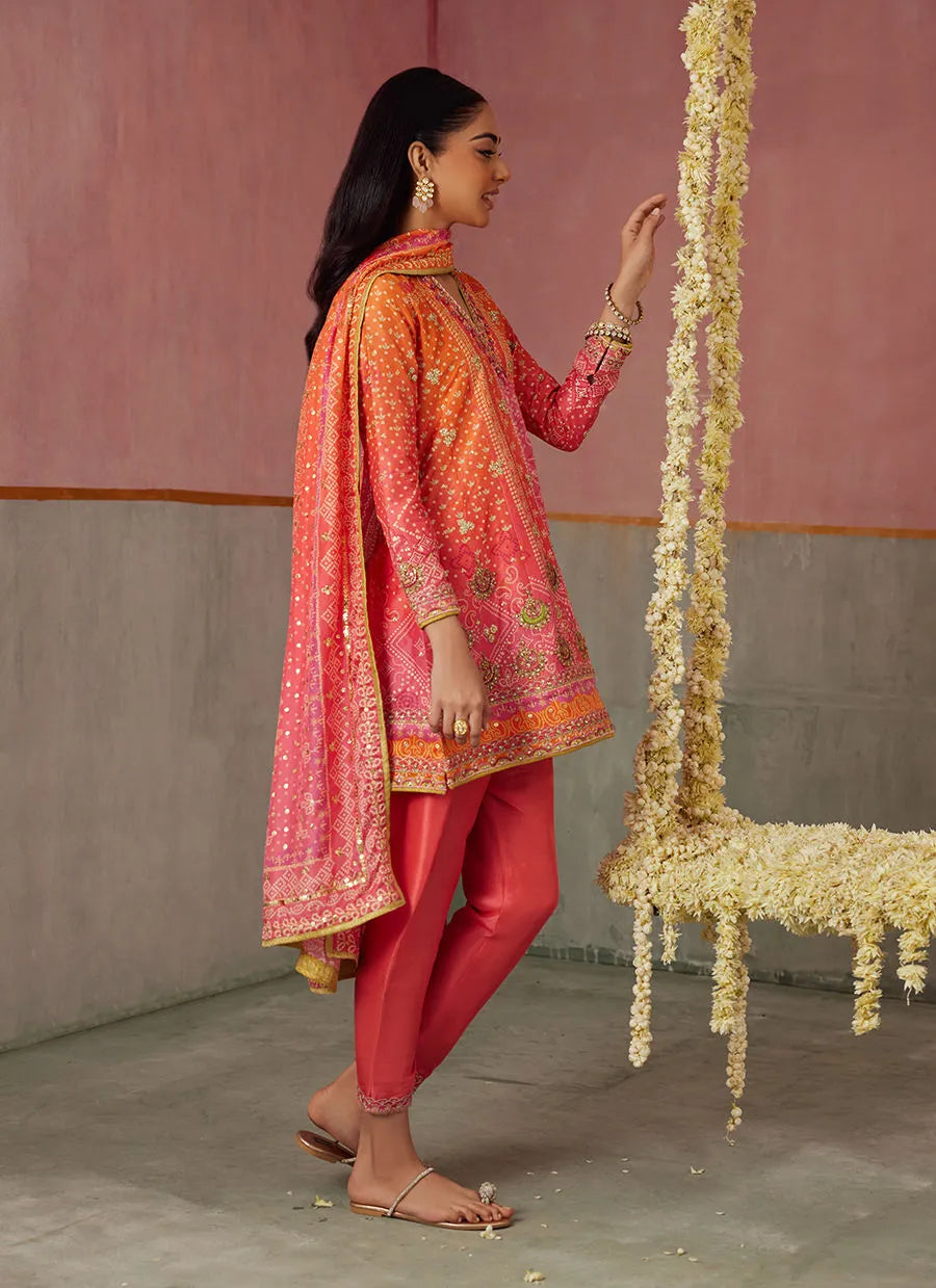 Farah Talib Aziz Mayna Festive Prints '25 - Ananya Ombre Shirt And Dupatta