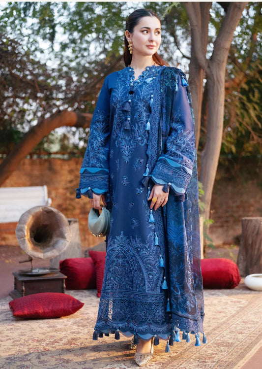 Jade Ombre X Hania Aamir Lawn 2025 - Blue Set