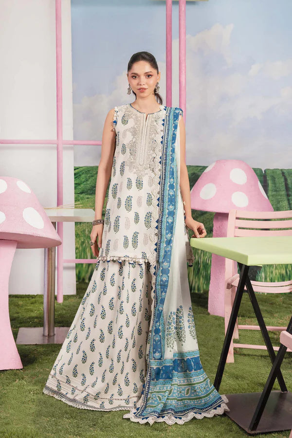 3 Pc Unstitched Embroidered Lawn Suit - MB-CUSV13-05A