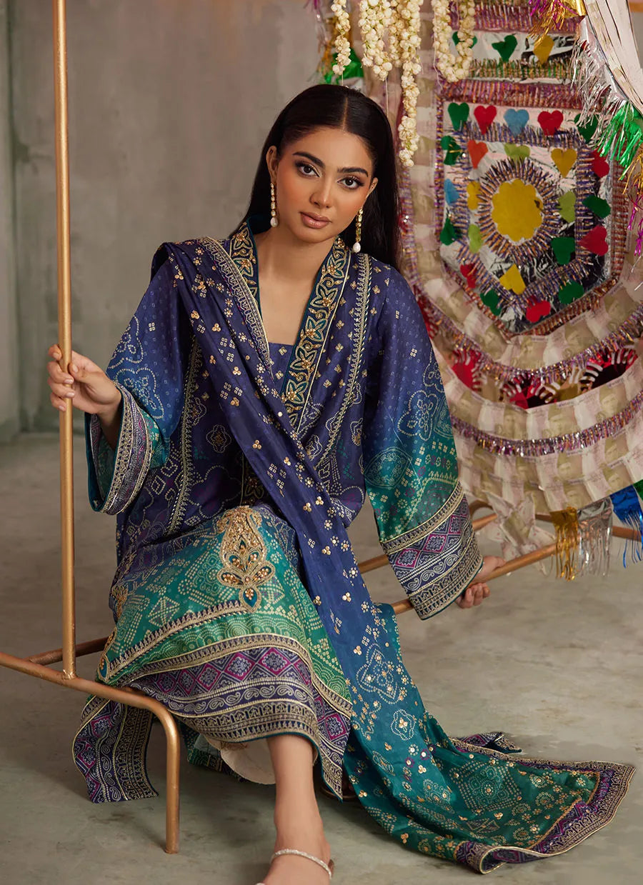 Farah Talib Aziz Mayna Festive Prints '25 - Catalina Ombre Shirt And Dupatta