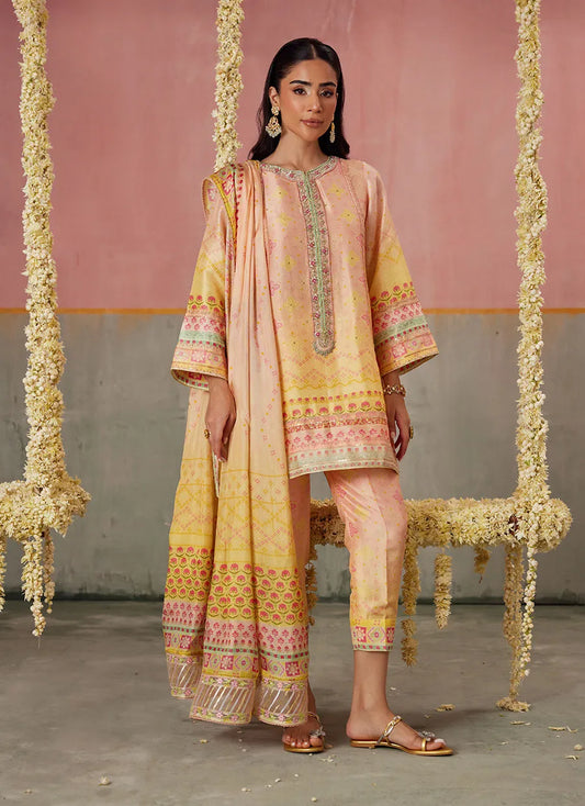 Farah Talib Aziz Mayna Festive Prints '25 - Livvy Ombre Shirt And Dupatta