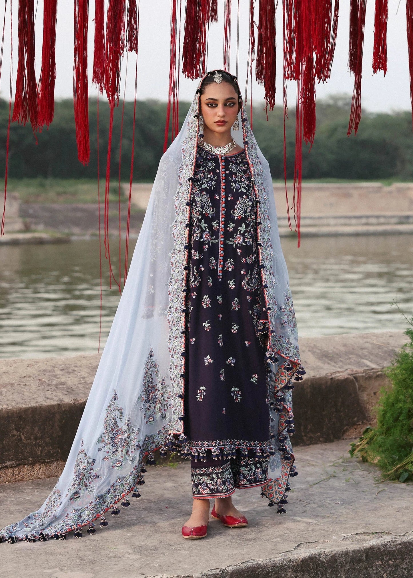 Hussain Rehar Karandi Unstitched '25 - Rouge