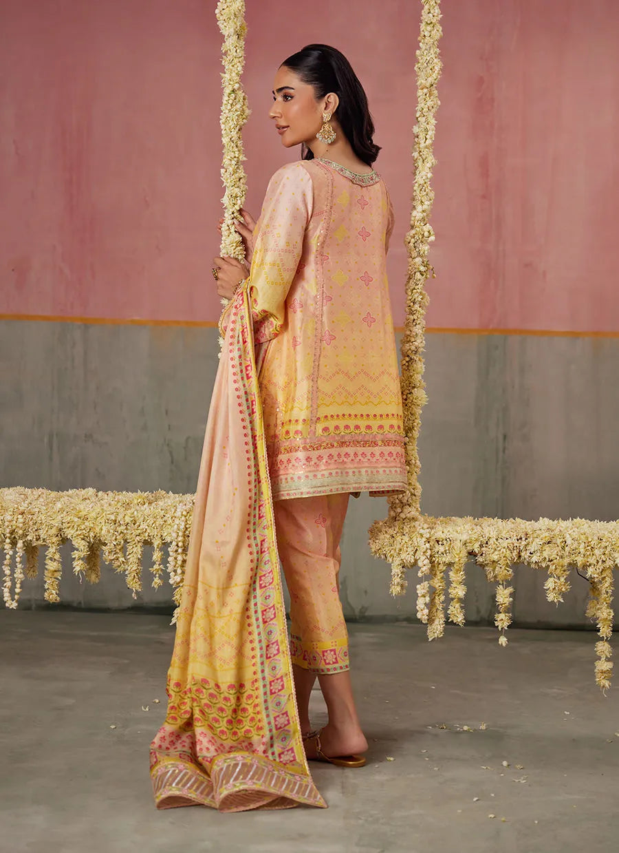 Farah Talib Aziz Mayna Festive Prints '25 - Livvy Ombre Shirt And Dupatta