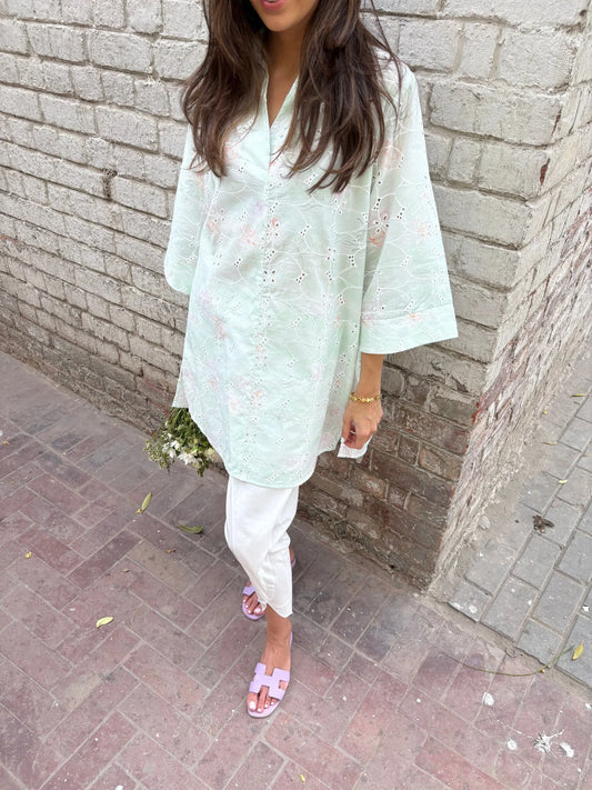 Sak Atelier Green Lawn Toby Tunic with Tulip Shalwar