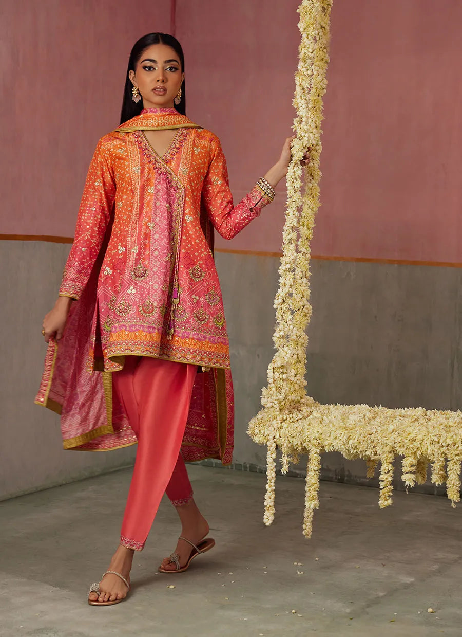 Farah Talib Aziz Mayna Festive Prints '25 - Ananya Ombre Shirt And Dupatta