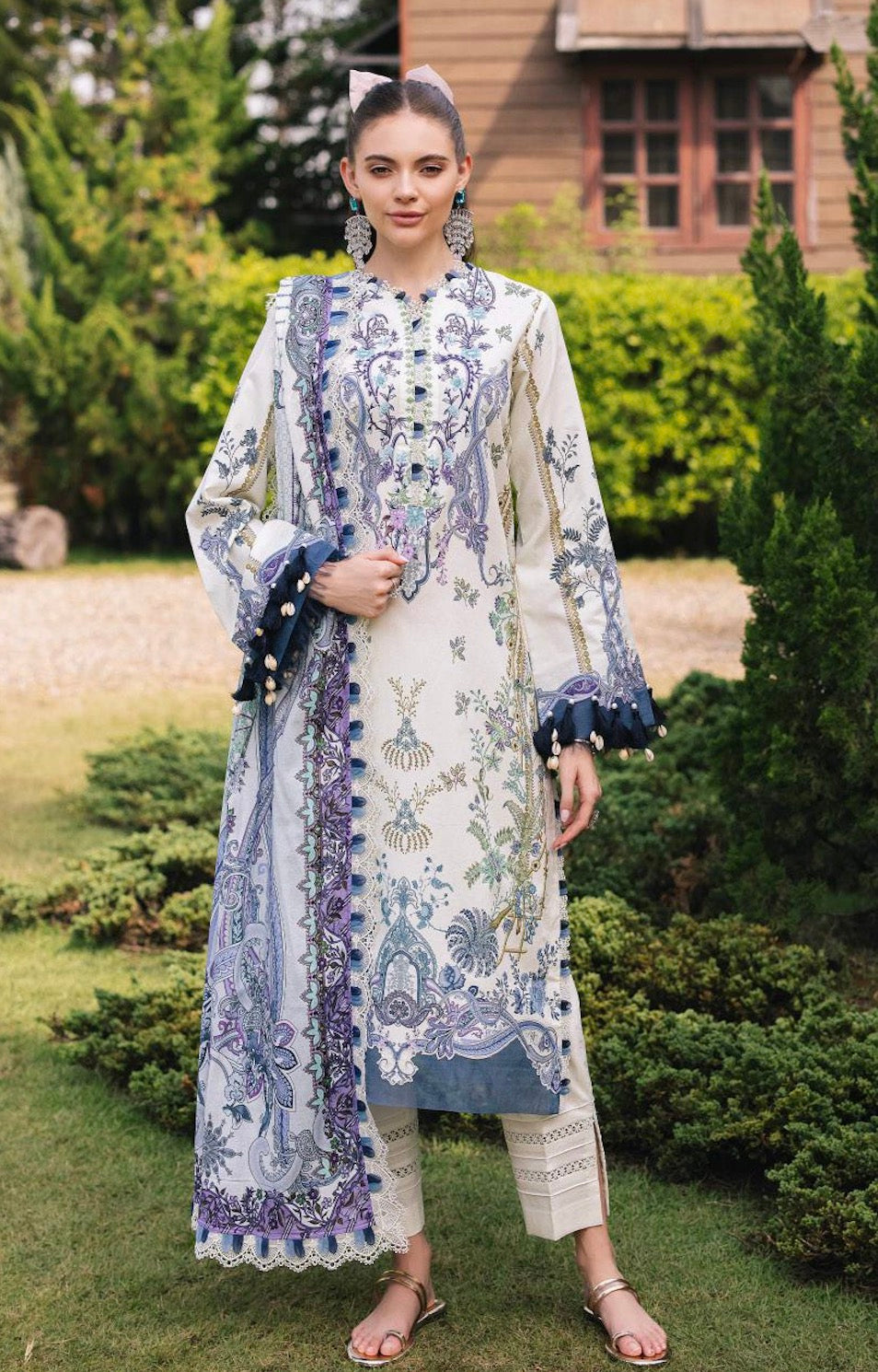 Jade Urbane Printed Lawn 2025 - Cream & Blue Set