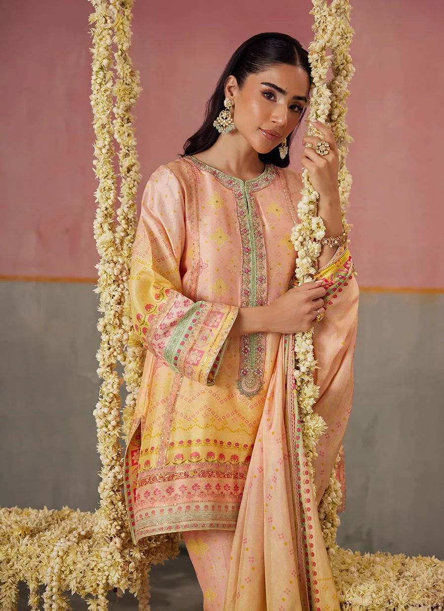 Farah Talib Aziz Mayna Festive Prints '25 - Livvy Ombre Shirt And Dupatta