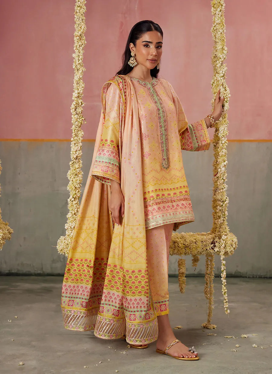 Farah Talib Aziz Mayna Festive Prints '25 - Livvy Ombre Shirt And Dupatta